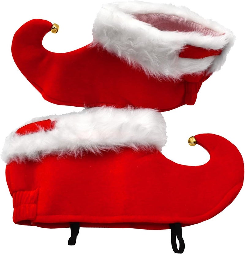 Nicky Bigs Novelties Unisex Adult Christmas Santa Red and White Elf Shoes Jingle Bells Shoe Covers Costume Accessory - Image 4